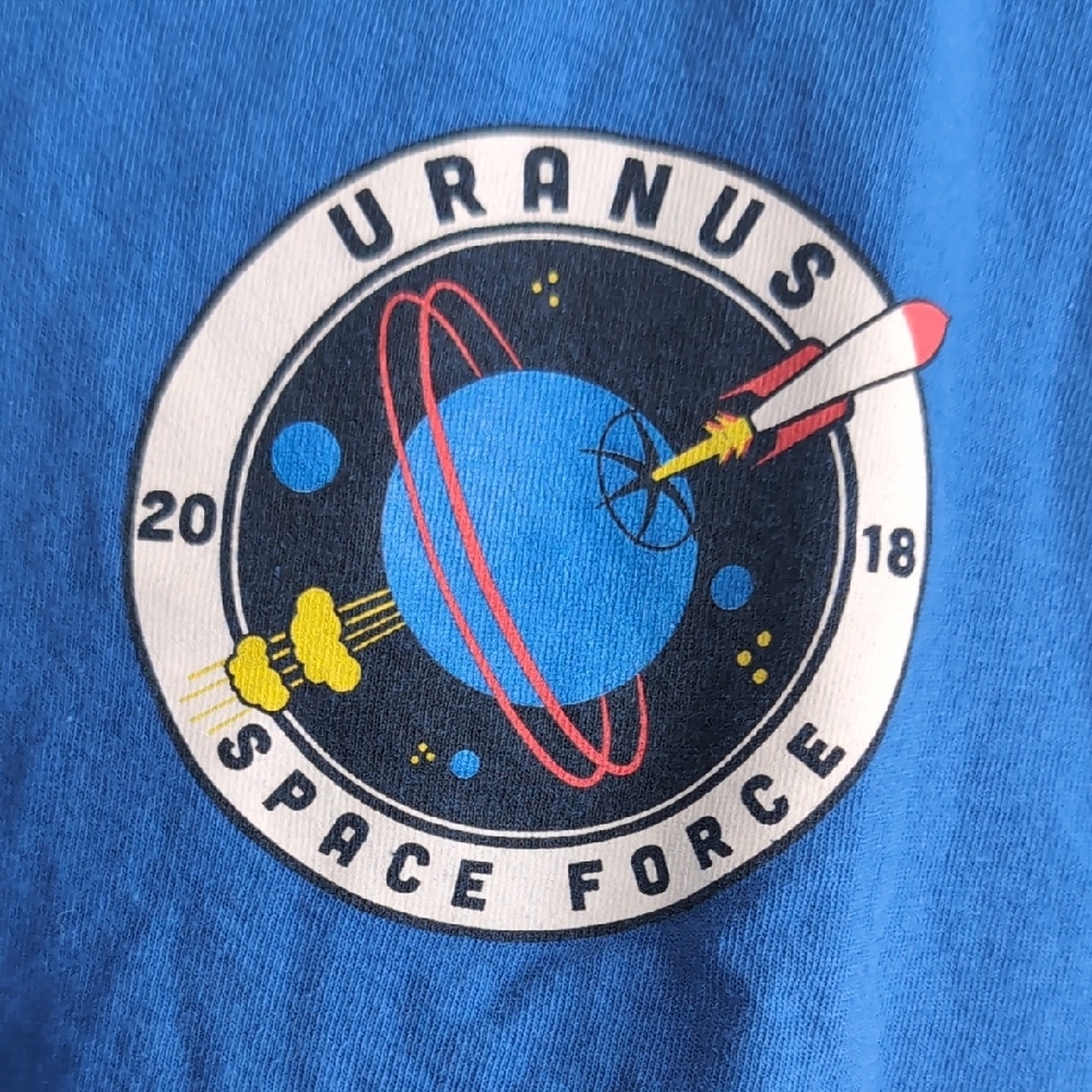 Uranus Space Force Blue Graphic T-shirt Unisex XL Gildan